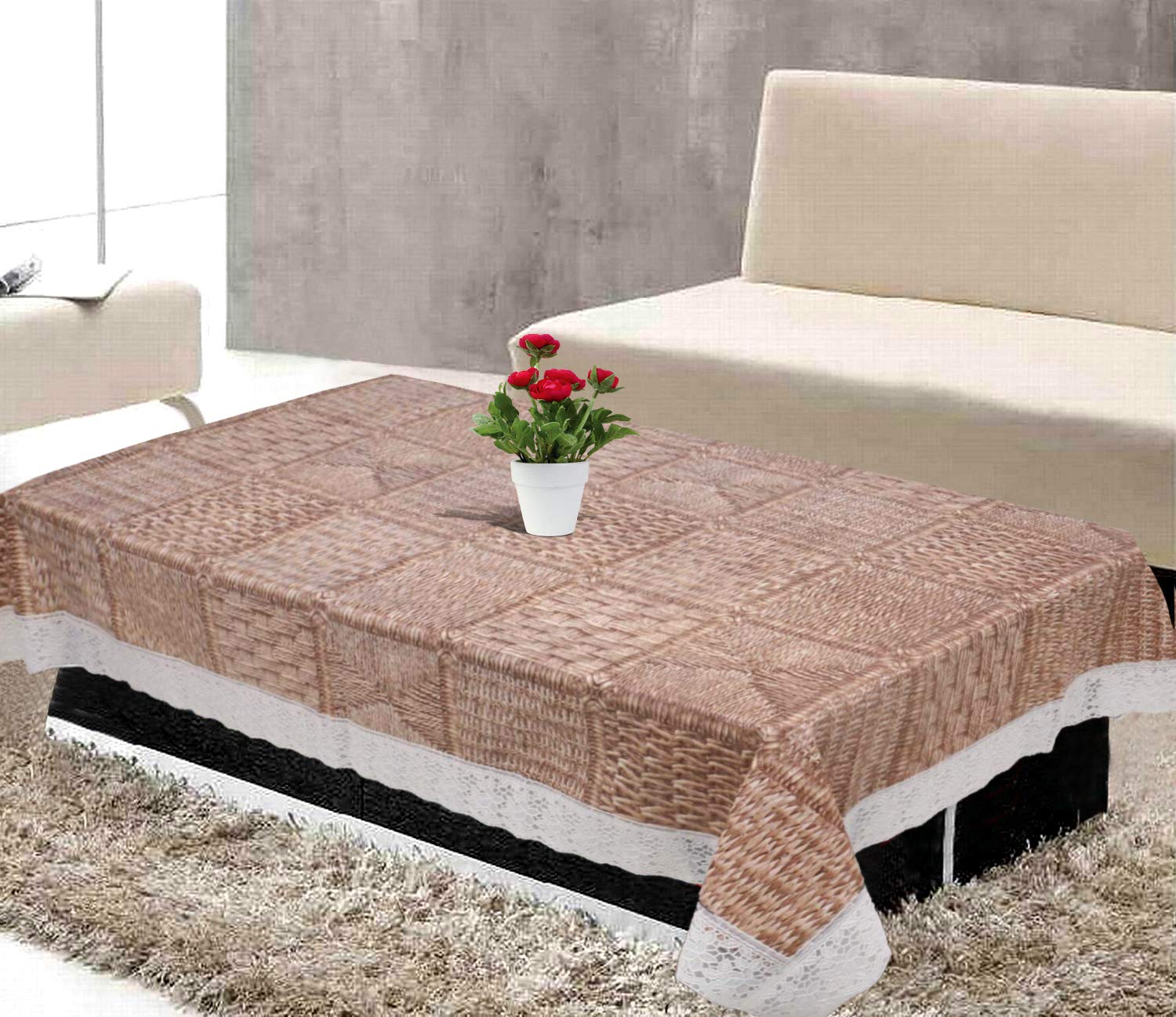 Kuber Industries Wooden Design PVC 4 Seater Center Table Cover 40"x60" (Brown) (HS_36_KUBMART018497)