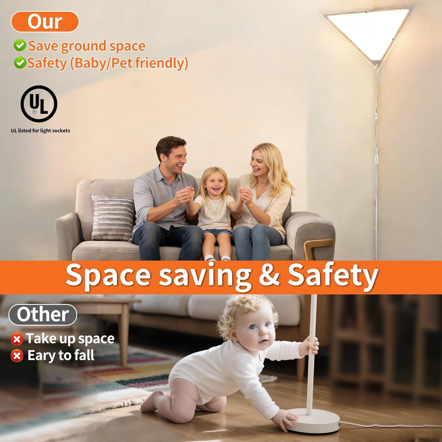 Corner Light with Switch, Ceiling Corner Lights for Living Room, Plug in Ceiling Light for Dark Area, Lamp for Bedroom, Kids Room, Triangle Shape