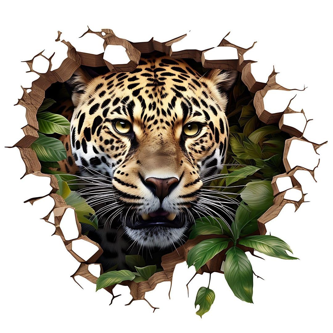 CVANU 3D Leopard Car Sticker| Broken Wall Look Vinyl Decal, Waterproof Self-Adhesive for Car, Bike, Laptop (5.5 x 5.5 Inch) - Review, Price and Buying Guide