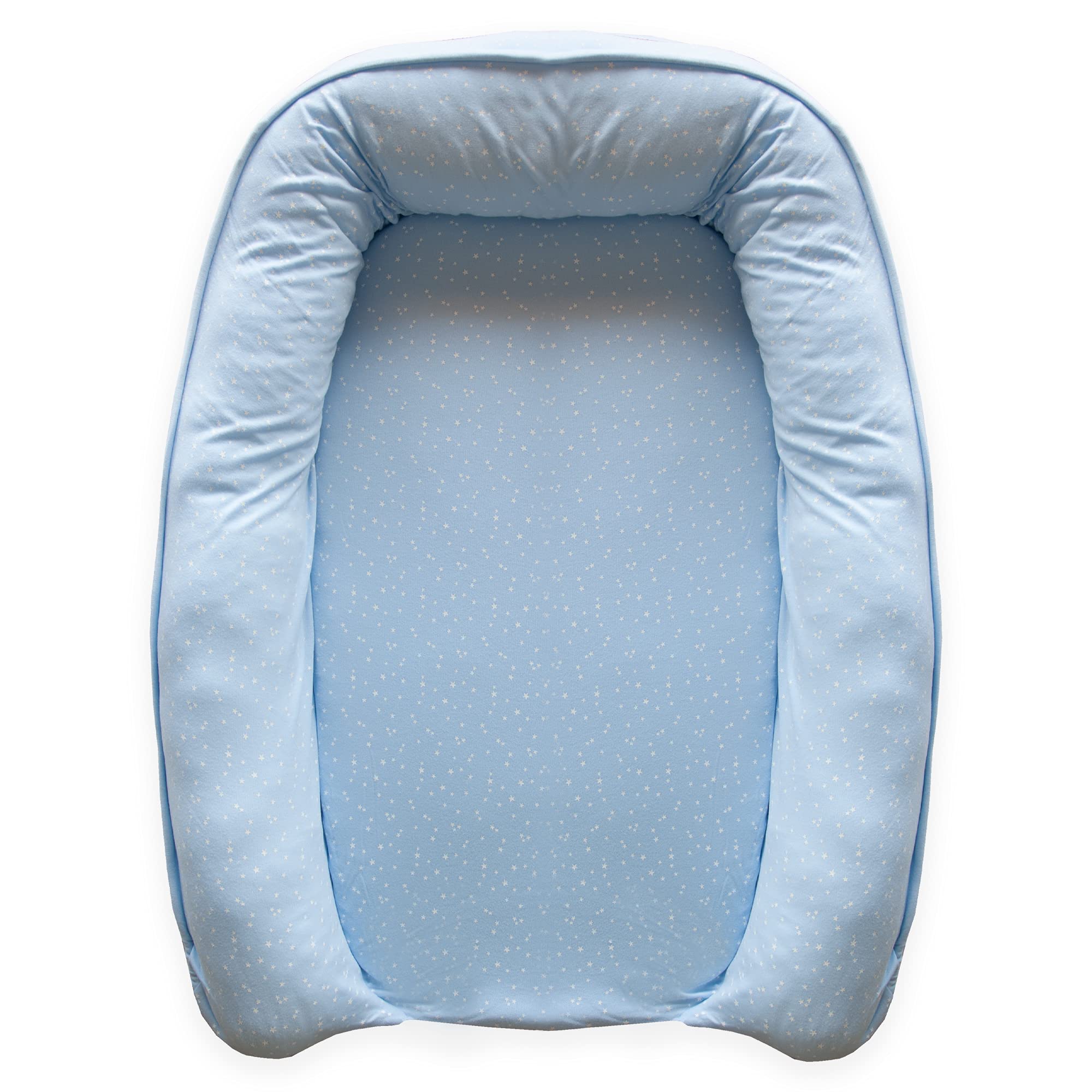 Duffi Baby Cojin Nido Bebe Recien Nacido. Reductor de Cuna Bebes. Cama Nido de Viaje Desenfundable. Colecho. Cambiador Bebe. Diseño de Estrellas. Algodon y Bambu. Color Azul 0960-12