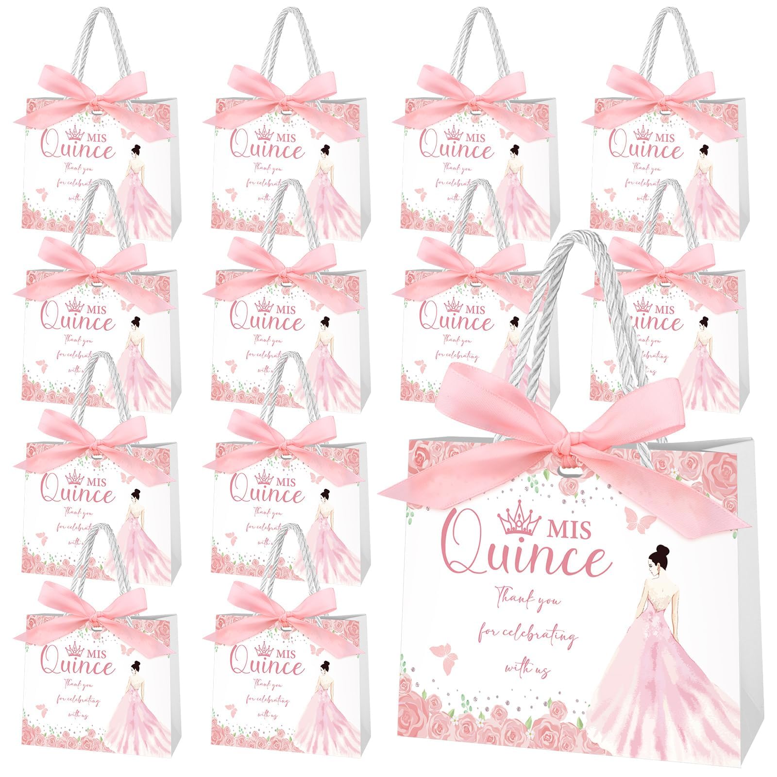 36 Sets Mini Quinceanera Party Favors Recuerdos Para 15 Años Quinceañeras | Quinceanera Gifts Bags Bulk for Guests White Pink Small Thank You Bags Goodie Boxes for Sweet 15 Birthday Adult Decorations