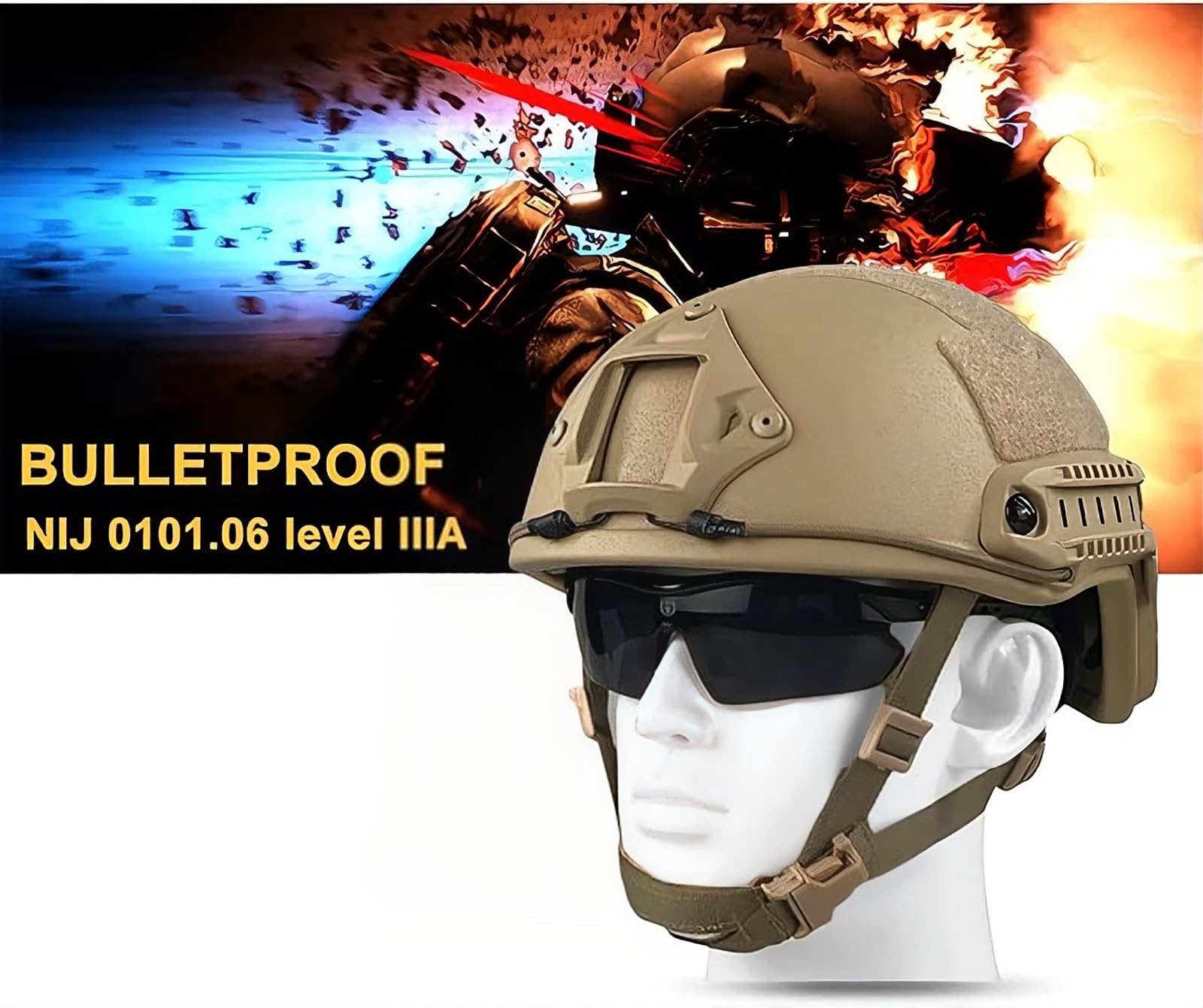 Juego De Casco Táctico Fast Airsoft con Orejeras, Tela Protectora, For Caza, CS, Paintball Y Equipo De Entrenamiento