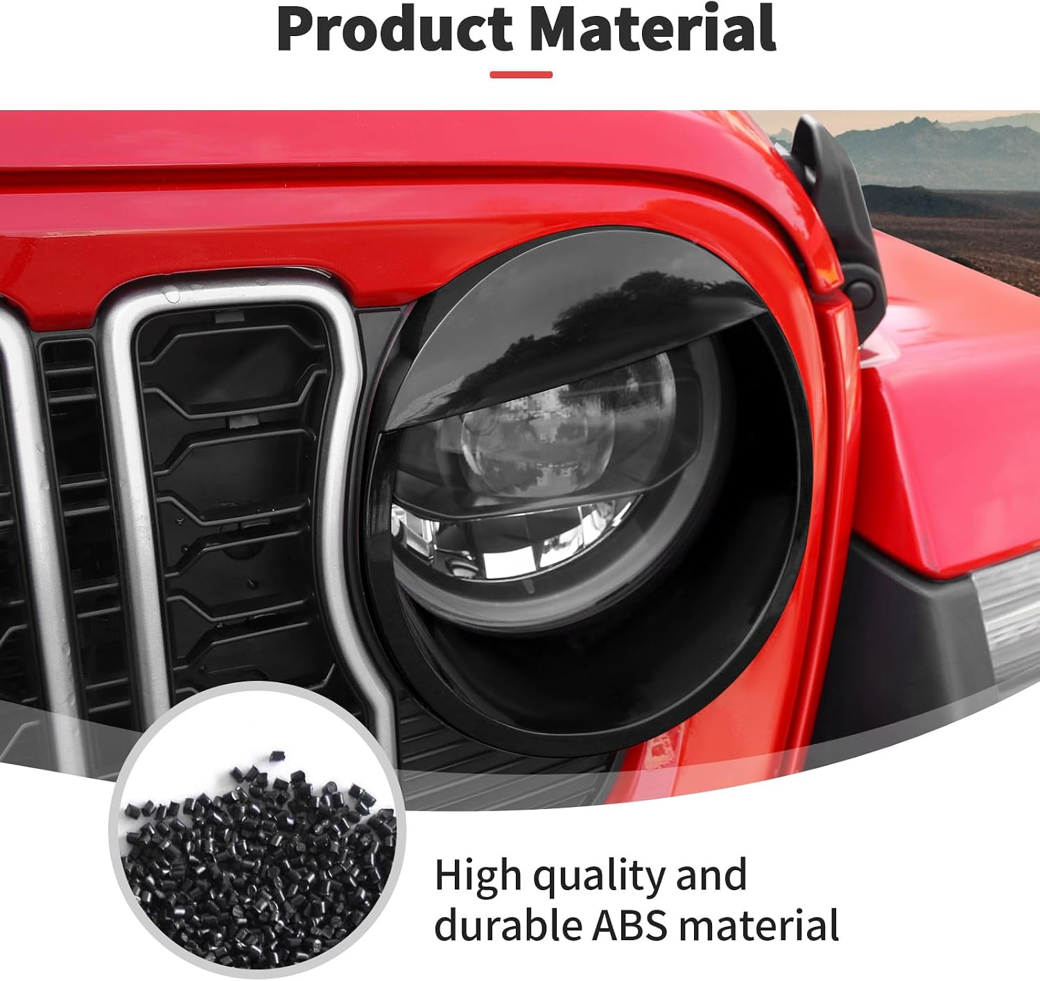 JWWY for Jeep Headlight Bezels Headlamp Garnish Ring Surround Cover Trim for 2024-2025 Jeep Wrangler JL JLU & Gladiator JT 4XE Exterior Accessories 2pcs Black