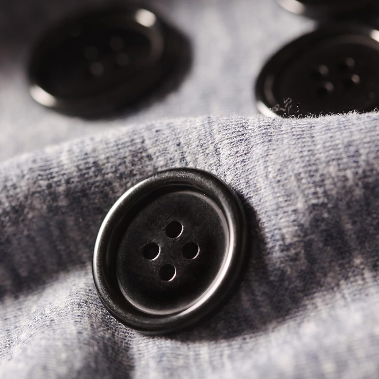 60pcs Black Buttons - 1inch Plastic Resin Flatback Large 4 Holes DIY Craft Sewing Buttons image 4