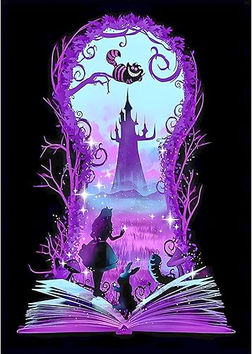 MOGTAA Kits de arte de diamantes de princesa para adultos, kit de arte de diamantes de Halloween de taladro completo, libro redondo 5D con puntos de