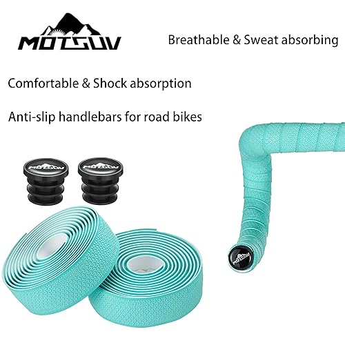 Miniatura 5 de VXM Cinta para manillar de bicicleta, cinta de barra de bicicleta de carretera, piel sintética + EVA, agarre para mango de ciclismo, 2 rollos (azul