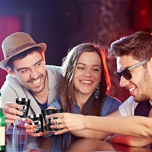 Miniatura 5 de Paquete de 16 vasos de chupito para padrinos de boda, regalos de despedida de soltero para hombres, juego de vasos de chupito de esmoquin de acero
