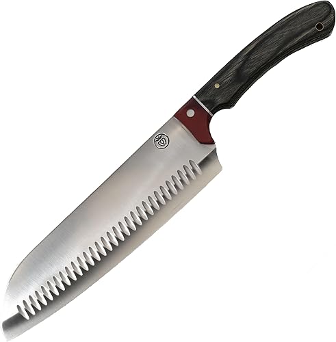 Miniatura 2 de Prince of Scots Cuchillo Santuko de doble bisel de 7 pulgadas, hoja de madera de Pakkawood Quad Tang de carbón