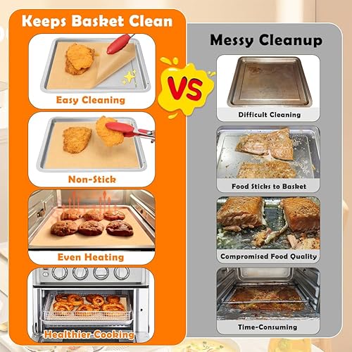 Miniatura 5 de YQL 150 forros desechables para freidora de aire de 9 x 11 pulgadas, papel pergamino rectangular sin blanquear para freidora de aire Cuisinart,