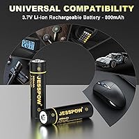 Vista 5 de JESSPOW 2 Pack 14500 Battery 3.7V Rechargeable Batteries, 800mAh I45OO Rechargeable Batteries 3.7V Battery for Flashlight, Toys etc.