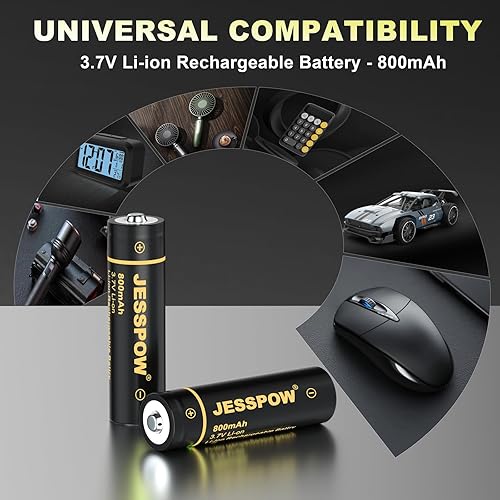 Miniatura 5 de JESSPOW Paquete de 2 baterías recargables 14500 de 3.7 V, 800 mAh 14500 baterías recargables de 3.7 V para linterna, juguetes, etc.