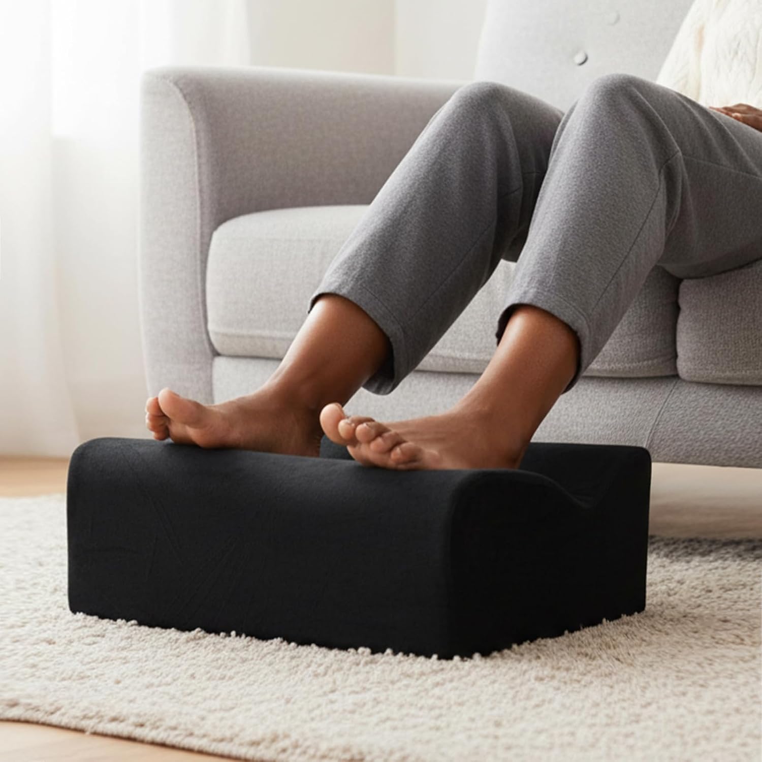 Foot Rest for Under Desk at Work. Multifunctional 3-Tier Foot Stool Office Desk Accessories, Soft Ergonomic Footrest,Support Foot Pillow,Heel Chair,Leg Elevation Pillow (Black, One Size)