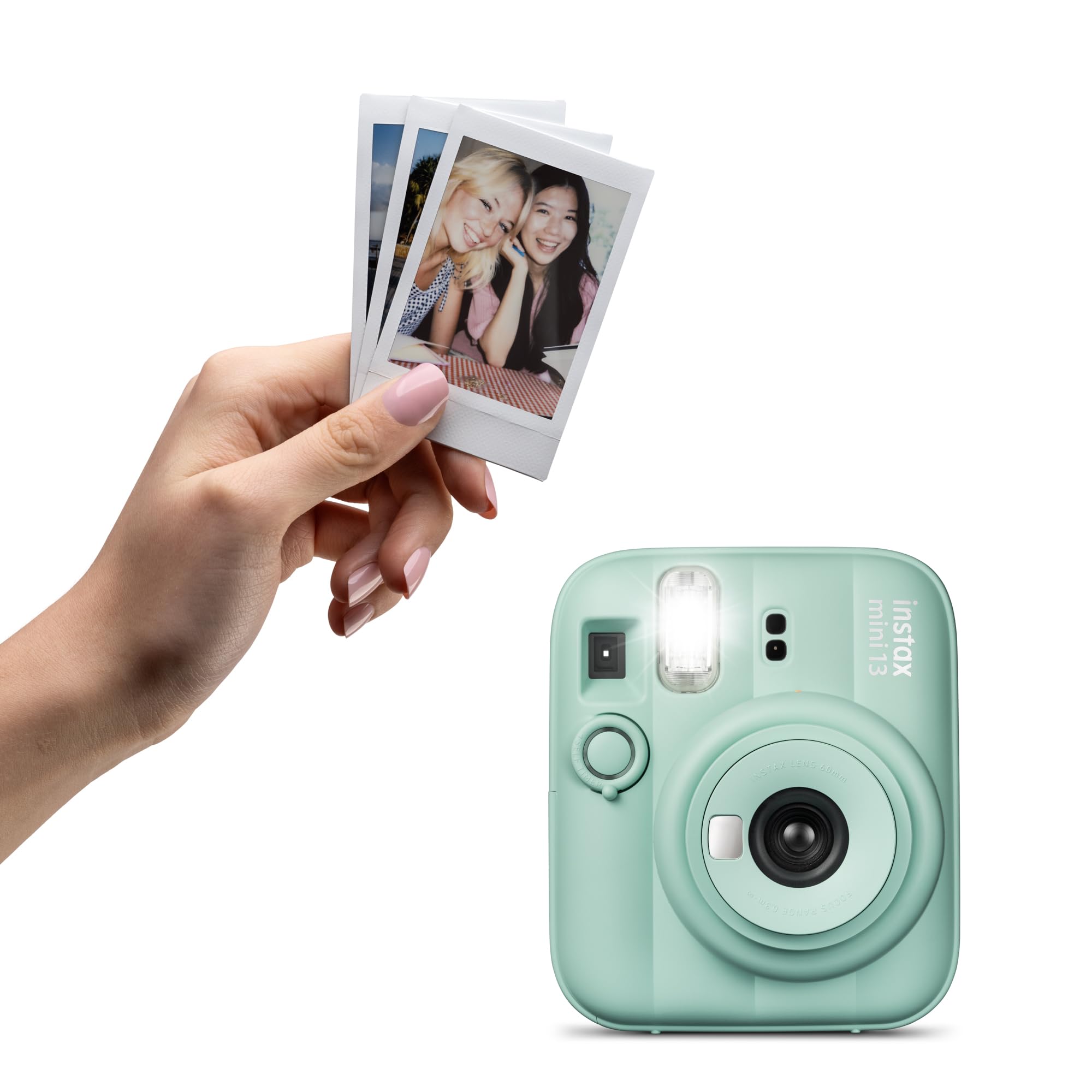 instax mini 13 fotocamera istantanea con flash integrato, specchio selfie, modalità close-up, autoscatto, Lagoon Green
