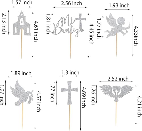 Miniatura 2 de Arthsdite 24 piezas españolas Mi Bautizo para cupcakes con cruz, ángel, paloma, iglesia, grial, bautismo, magdalenas, para religioso con temática de