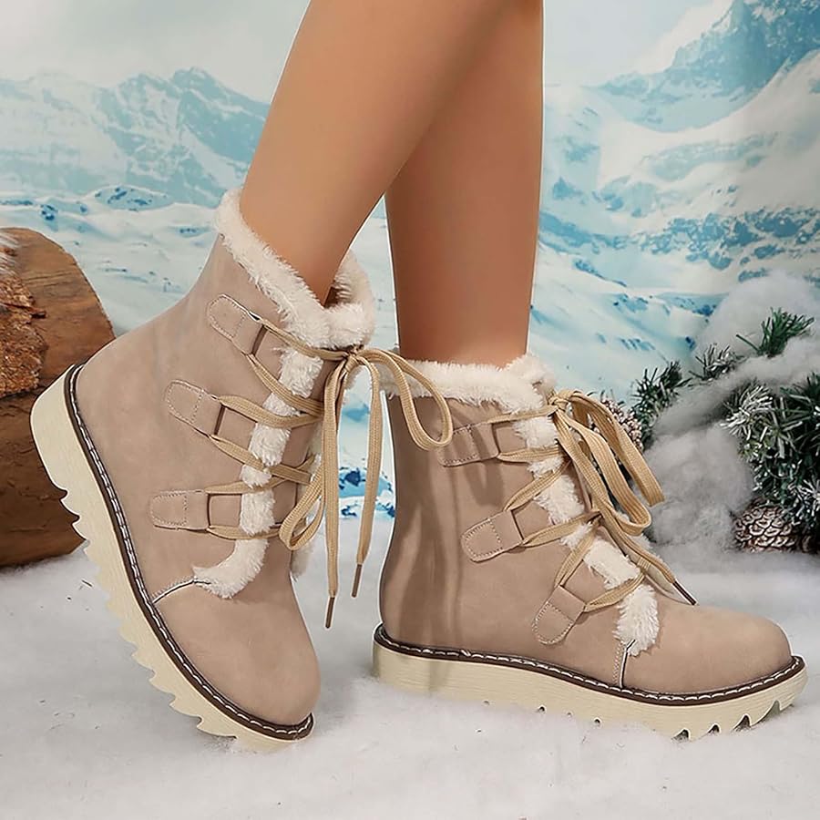 Amazon.com | Women's Mid Calf Boots Low Heel Faux Furry Lined