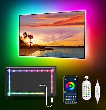 MATICOD LED Lights for TV, 9.84ft TV Lights for 32-43in Tvs, Music Sync Color Changing RGB TV Backlight with Remote APP Control USB Led Strip Lights for Christmas Gaming Room Decoration [Energy Class E]