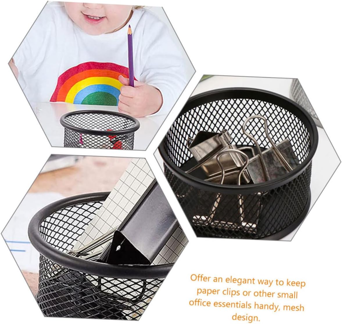 MAGICLULU 2pcs Mesh Design Paper Clip Storage Box Multi-functional Desk Organizer for Office Supplies Lightweight Stackable Paperclip Holder for Easy Access for Home School