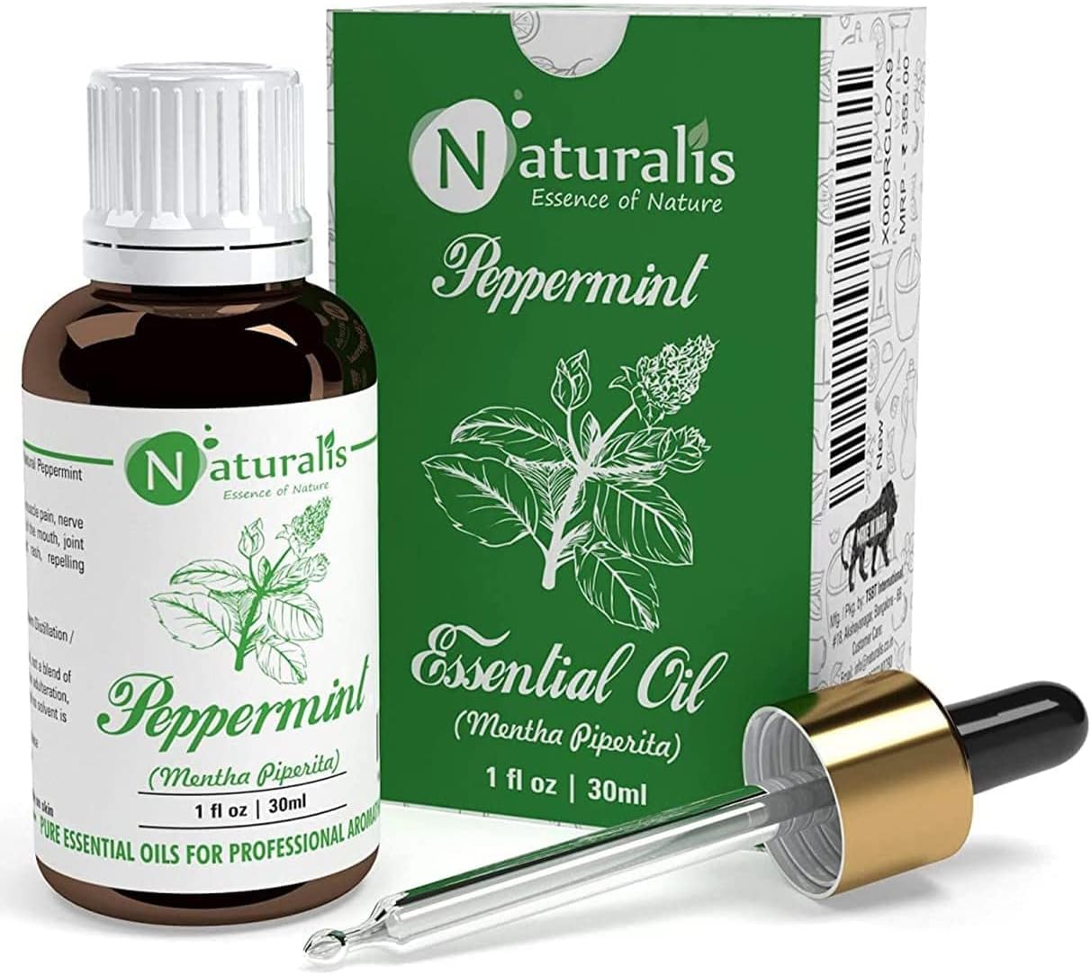 Naturalis Peppermint Essential Oil - Pure Therapeutic Grade Peppermint Oil For Hair, Skin Care, Steaming, Diffuser & Aromatherapy - Soothing Relief - 30Ml