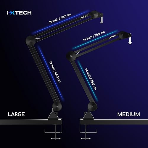 Miniatura 4 de IXTECH Soporte de brazo para micrófono, soporte de micrófono ajustable resistente con bridas para cables, soporte de brazo de montaje en escritorio