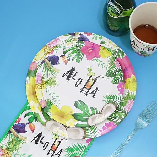 Miniatura 4 de Hawaiian Luau Party Supplies - Juego de platos y servilletas hawaianas para fiesta, suministros de fiesta hawaiana Tiki para fiestas, suministros de