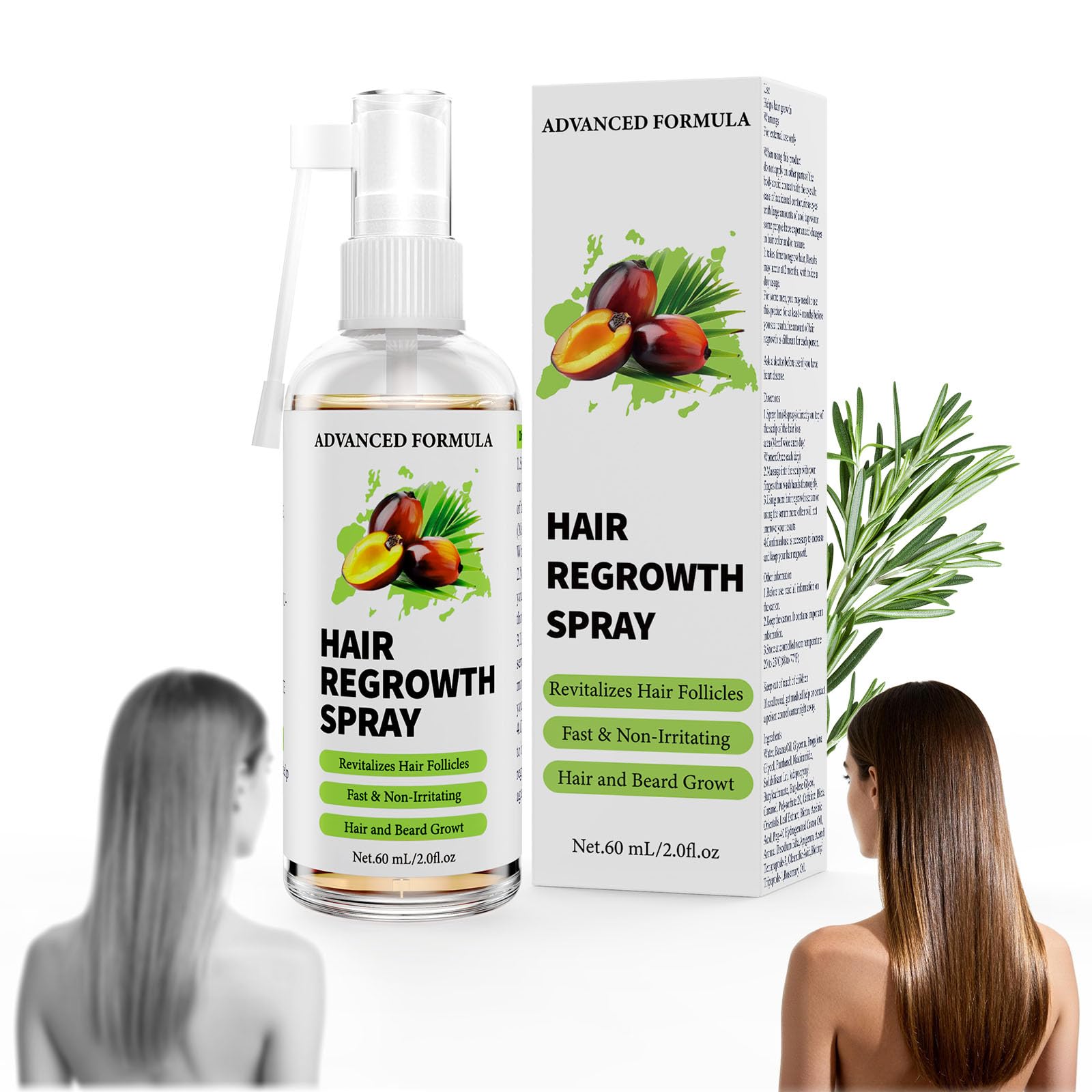 Huile De Ricin/Romarin/Batana 3 En 1 Poursse Cheveuxs,Pousse Cheveux TrèS Rapide,Booster de croissance des cheveux pour renforcer les racines des cheveuxs et pour une chevelure complète,60 ml