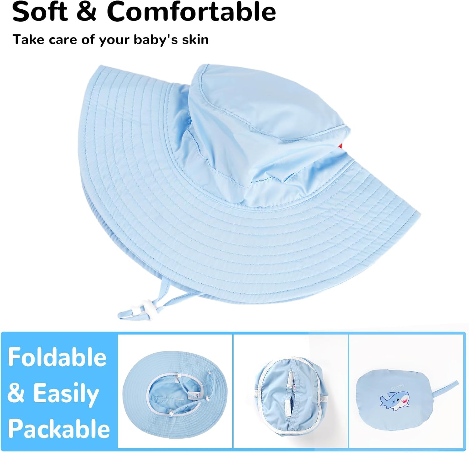 Toddler Baby Sun Hat, Adjustable Summer Bucket Hat Kids Quick Dry Water Resistant -UPF50+ Protection for Beach Pool Outdoor
