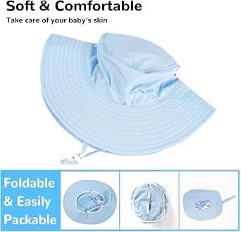 Toddler Baby Sun Hat, Adjustable Summer Bucket Hat Kids Quick Dry Water Resistant -UPF50+ Protection for Beach Pool Outdoor