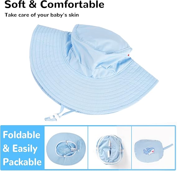 Toddler Baby Sun Hat, Adjustable Summer Bucket Hat Kids Quick Dry Water Resistant -UPF50+ Protection for Beach Pool Outdoor