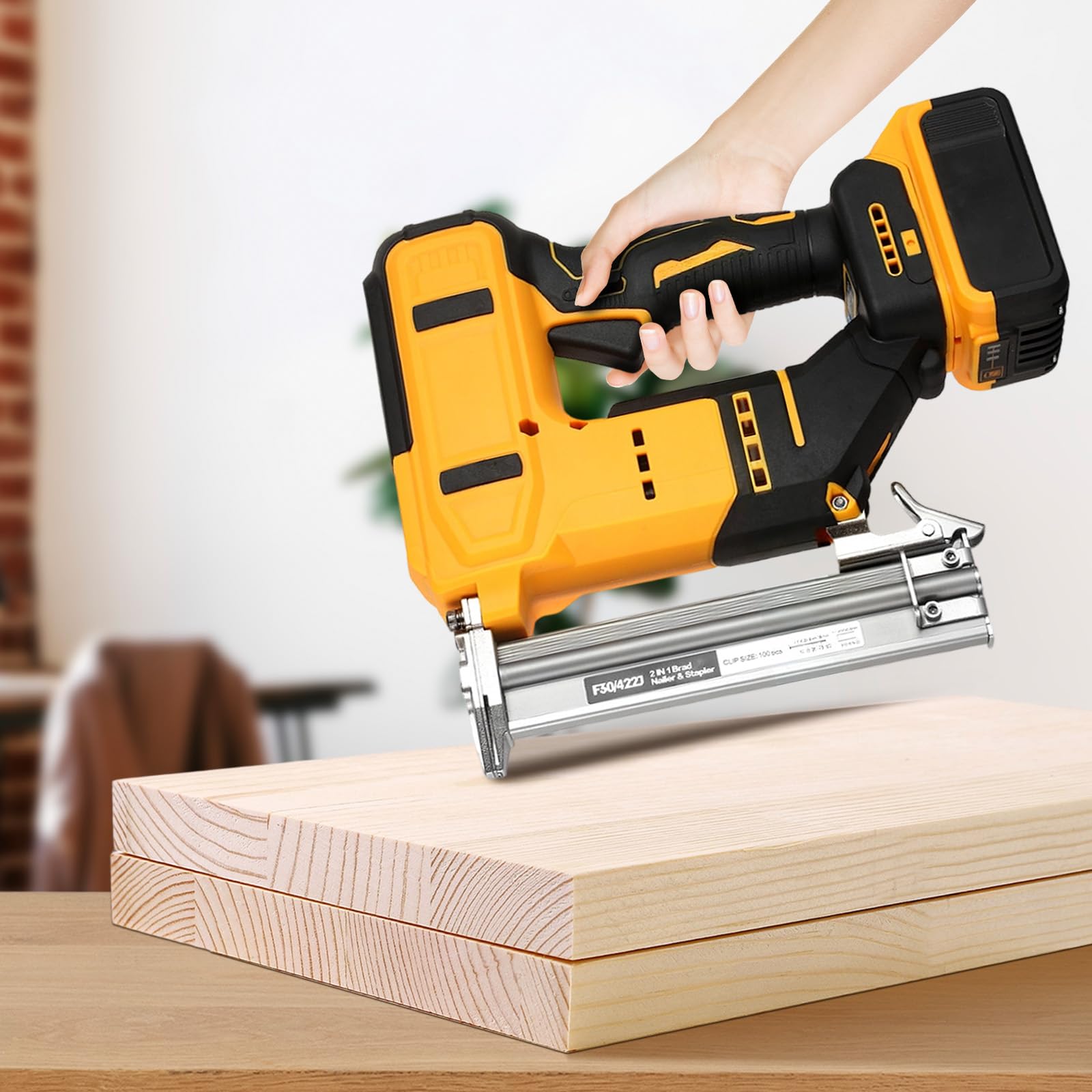 Pistola De Clavos Inalámbrica Para Batería Dewalt, Grapadora Clavadora 2 En 1, Grapadora Eléctrica De 18 GA Con 2000 Clavos/Grapas, Pistola De Grapas De Clavos 2 Modos Para Carpintería