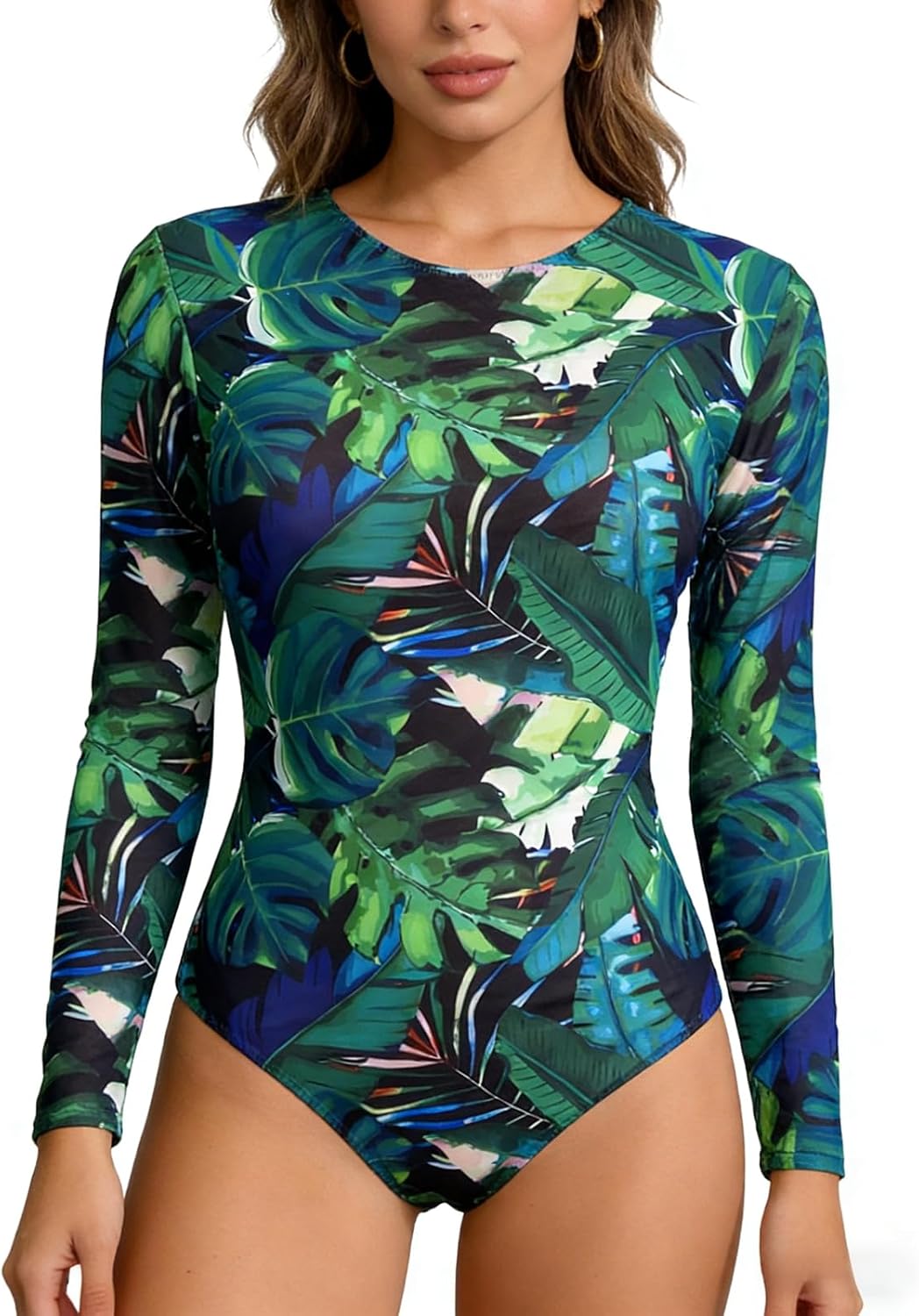 Aqua Regina Long Sleeve Rashguard Swimsuit for Women One Piece Bathing Suit Mesh Quick Dry Swimwear