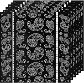 Paisley Black White Cloth Napkins Set of 6 Dinner Table Napkins Reusable Washable Fabric Napkins for Party, Kitchen, Dinning, Wedding and Everyday Use, 20"x20"