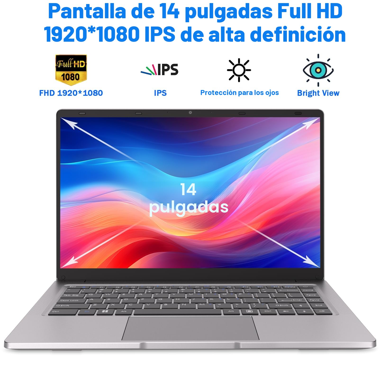 PINSTONE Laptop Celeron N4000 - Ordenador Portátil de 14 Pulgadas, 6 GB RAM 128 GB SSD, PC Portátil Compatible con 2,4 G/5 G WiFi, Bluetooth, Computer Portátil de Larga Duración de la Batería.