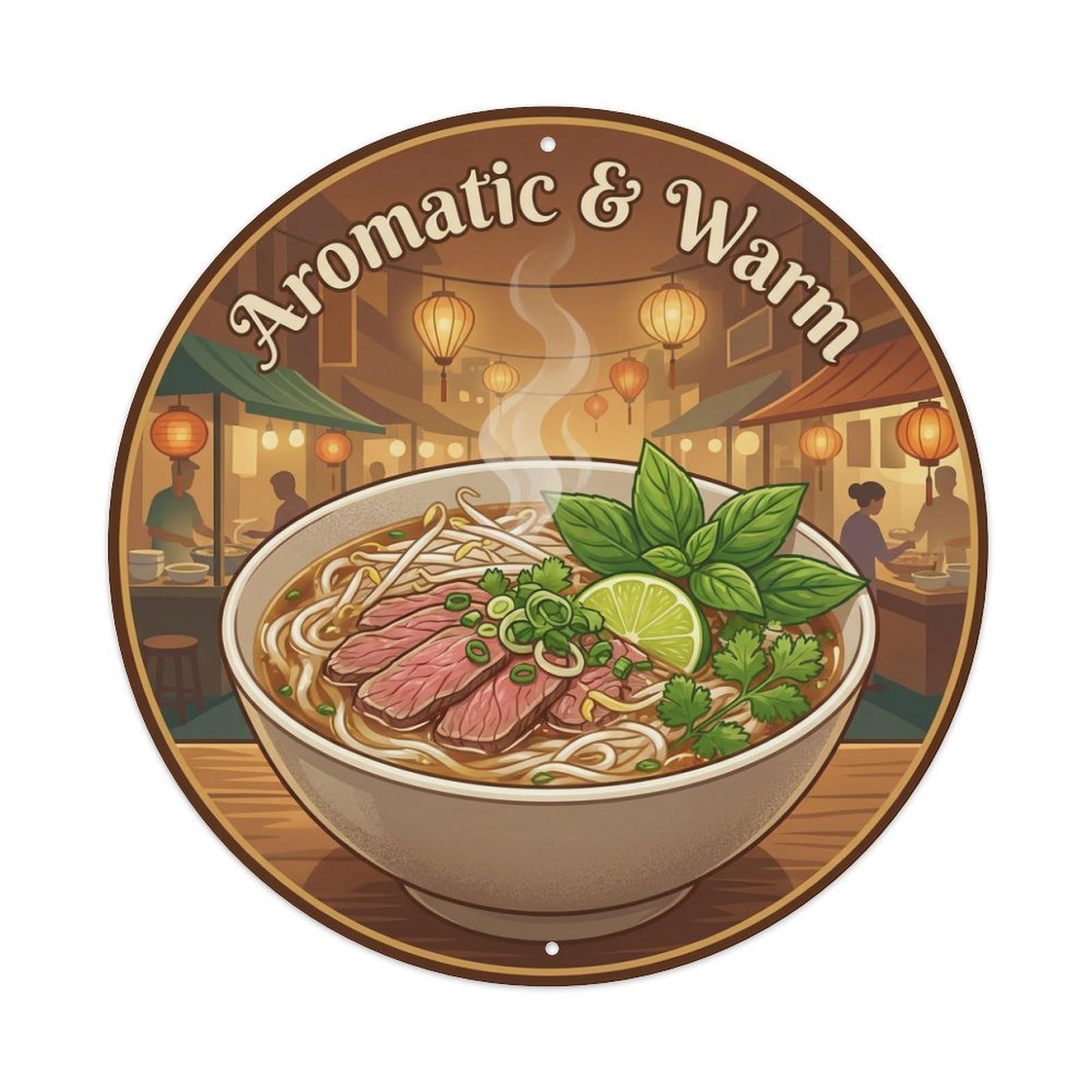 Metal Tin Sign Pho Noodle Bowl Gourmet Food