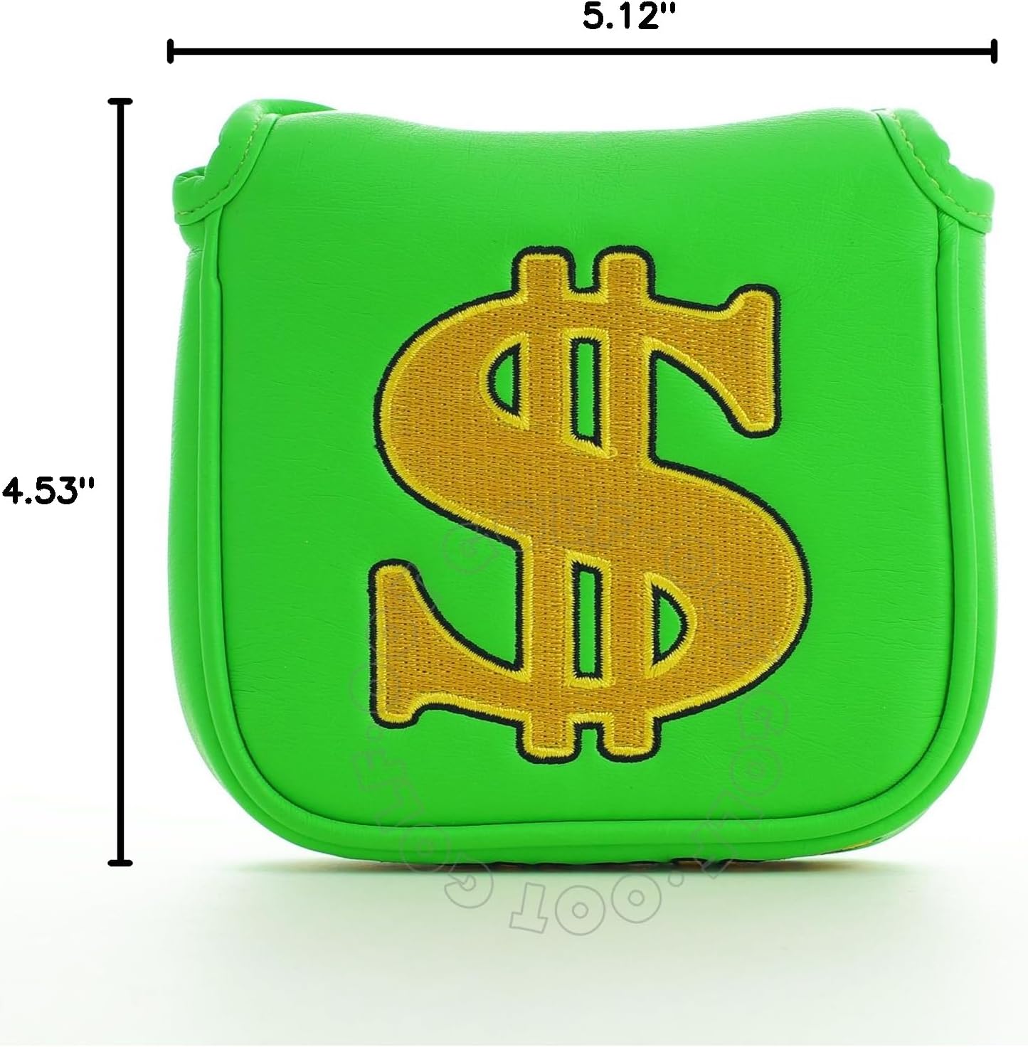 19th Hole Custom Shop Cash is King High-MOI Mallet Putter Headcover, Heel Shaft, Green, Golf Head Cover