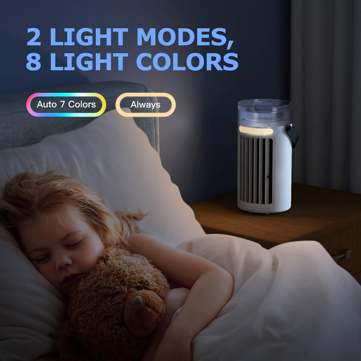 Blасk Frіdау - 60% оƒƒ Portable Air Conditioner, Hommie 5 in 1 Personal Mini Air Cooler with 2 Fans, 8 Colors LED Light and 3 Speeds, Small Desk Mini Ac Evaporative Cooler Fanfor Personal Use Small Room