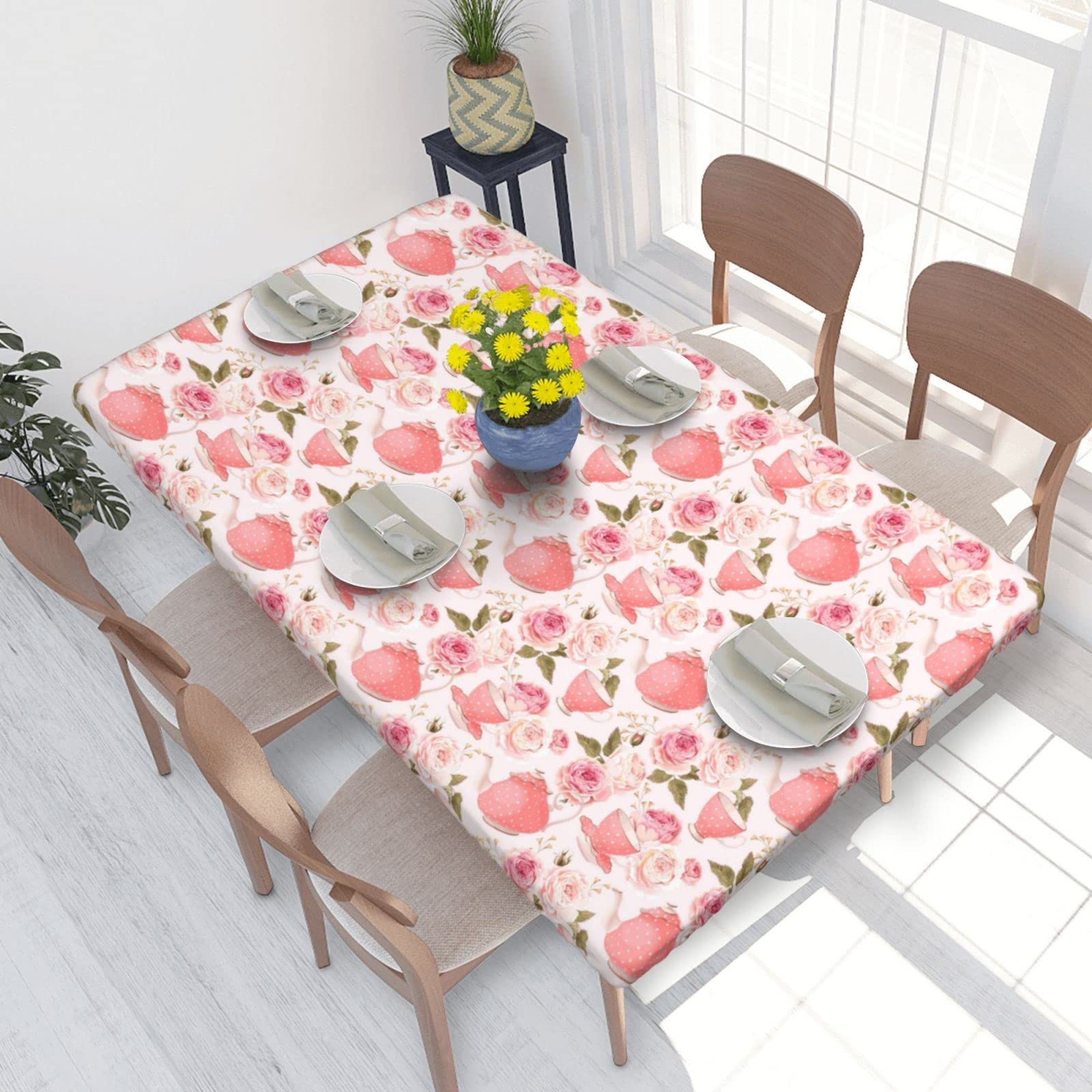 WKSGDSG Fitted Tablecloth For Dining Room 4ft, Elastic Edged Table Cover