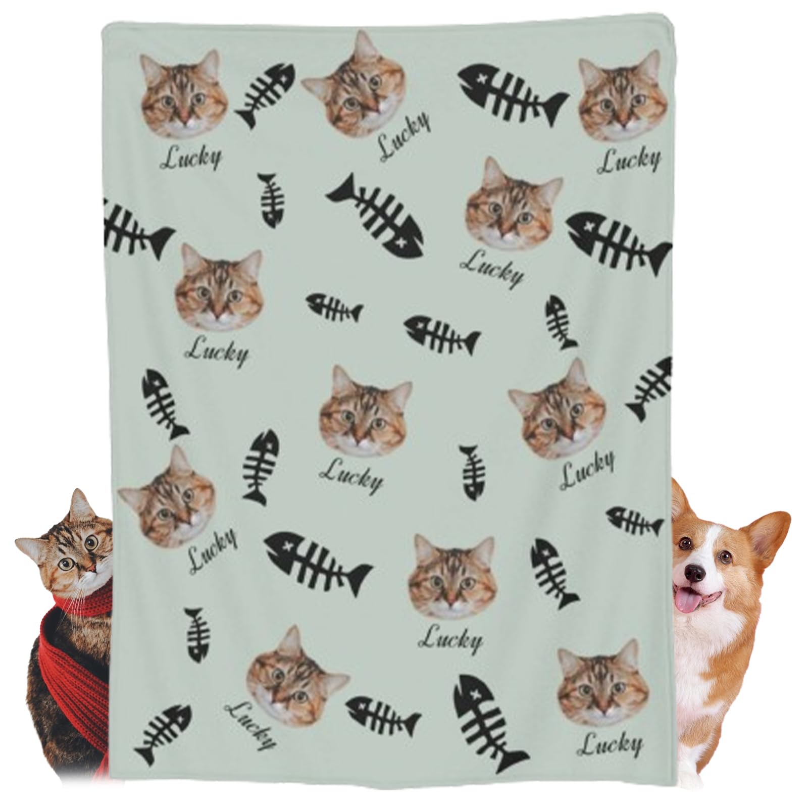 Naispanda Personalised Blanket for Adults, Personalised Blanket with Face Photo, Custom Blanket with Dog Photo and Name, Custom Blanket, Personalised Face Blanket, Gifts for Girl Boy Pet Friend