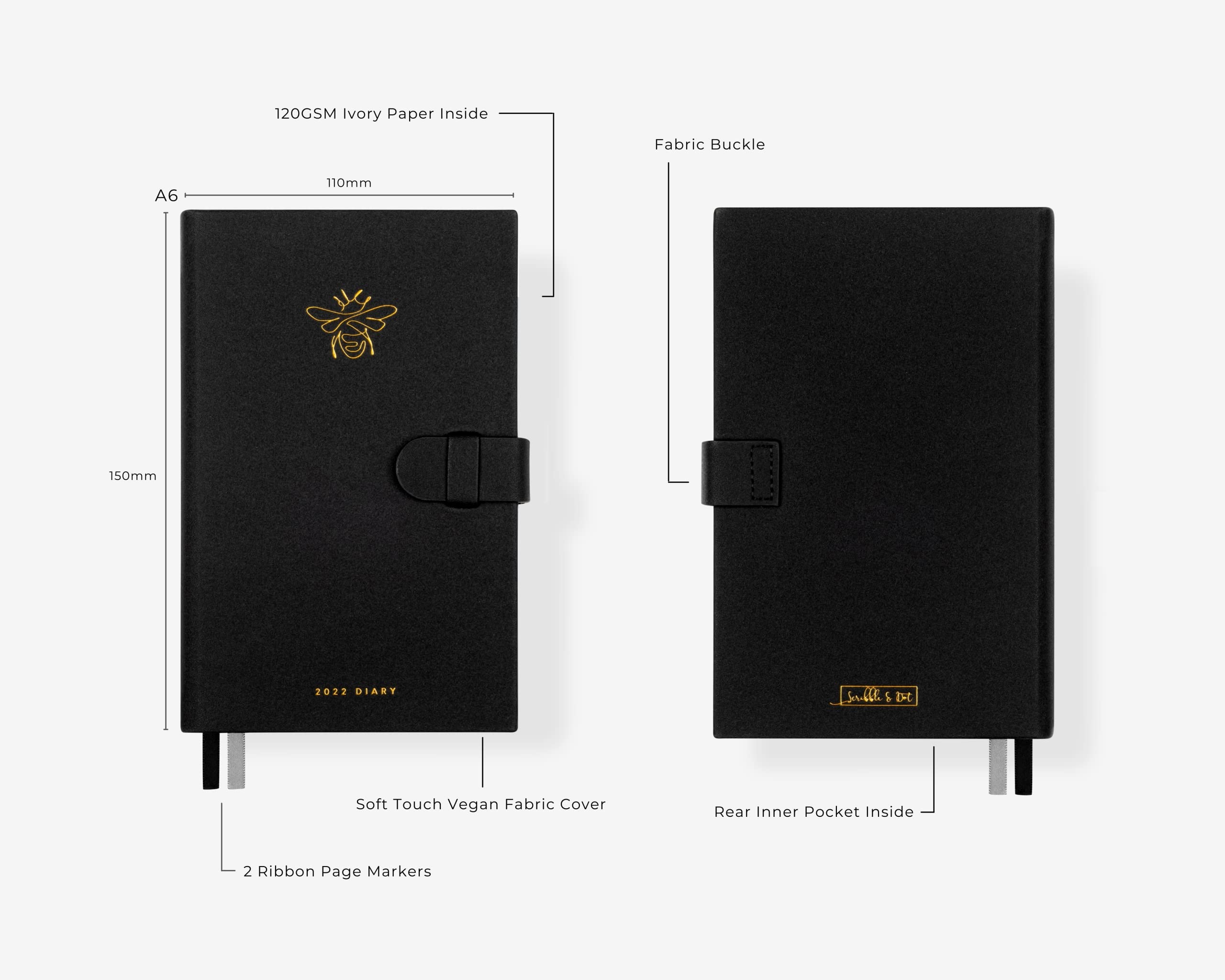 Pocket Diary 2022 A6 Slim Scribble & Dot NEW 2022 Collection Week