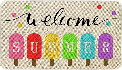 Roszwtit Tapete de verano de 30 x 17 pulgadas, tapete de bienvenida de verano, para interiores y exteriores, tapete antideslizante para decoración