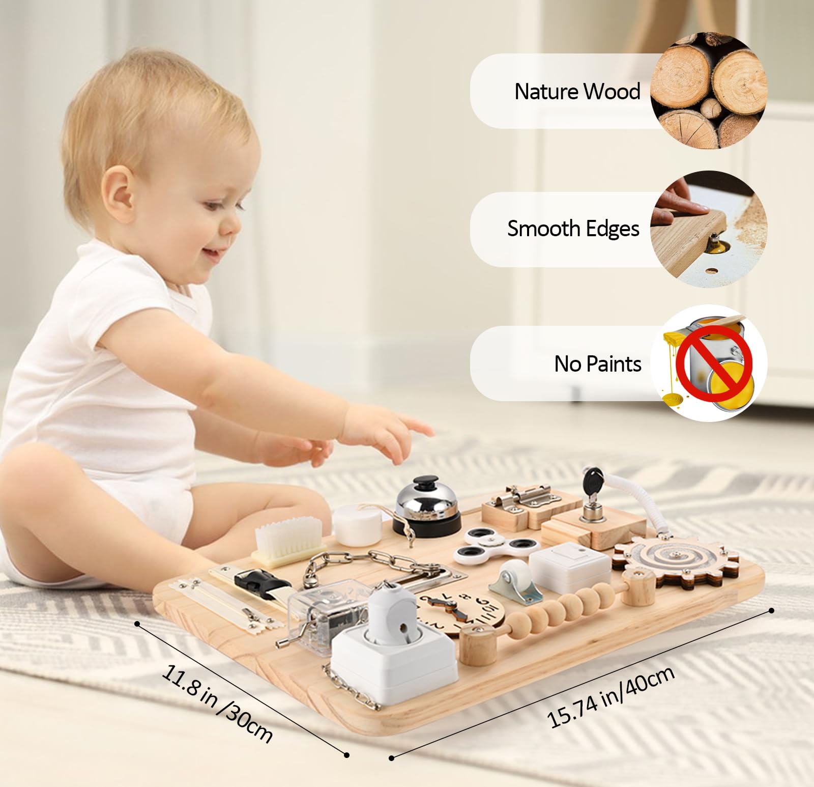 Potatomato Grande Tavola Attività per Bambini - Giocattoli Sensoriali in Legno Montessori per Bambini di 1 2 3 4 Anni - Giocattoli Antistress per Bambini Autistici - Attività di Apprendimento
