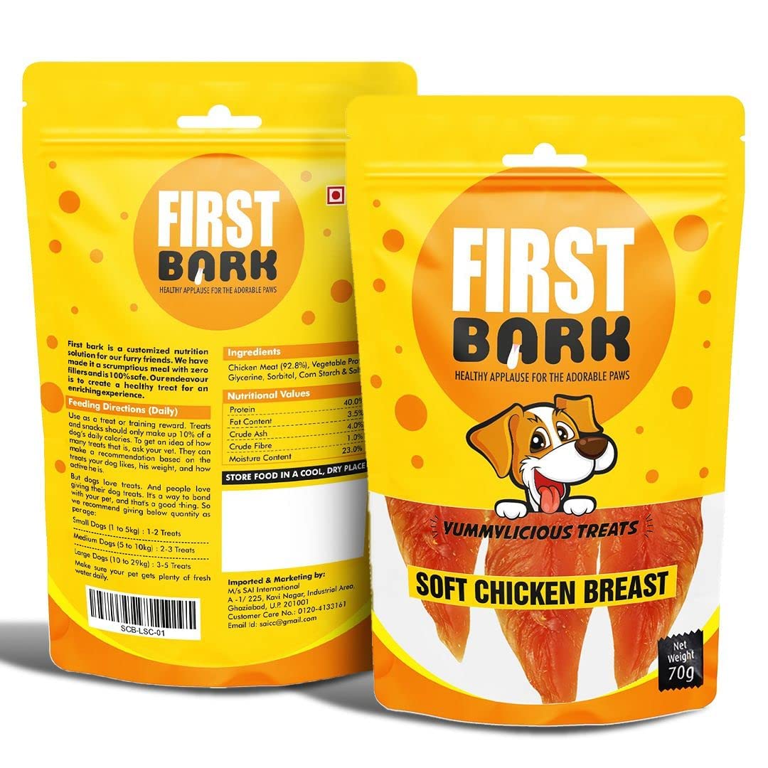 FirstBark Dog Treats - High Protein Dog Treats for Adult Dogs, Small Dogs & Puppies | Dog Treats for Puppies | Puppy Treats for Training | Human Grade Chicken Jerky, Soft Chicken Breast (70gX4) (B08P9L84CC) Amazon Price History, Amazon Price Tracker