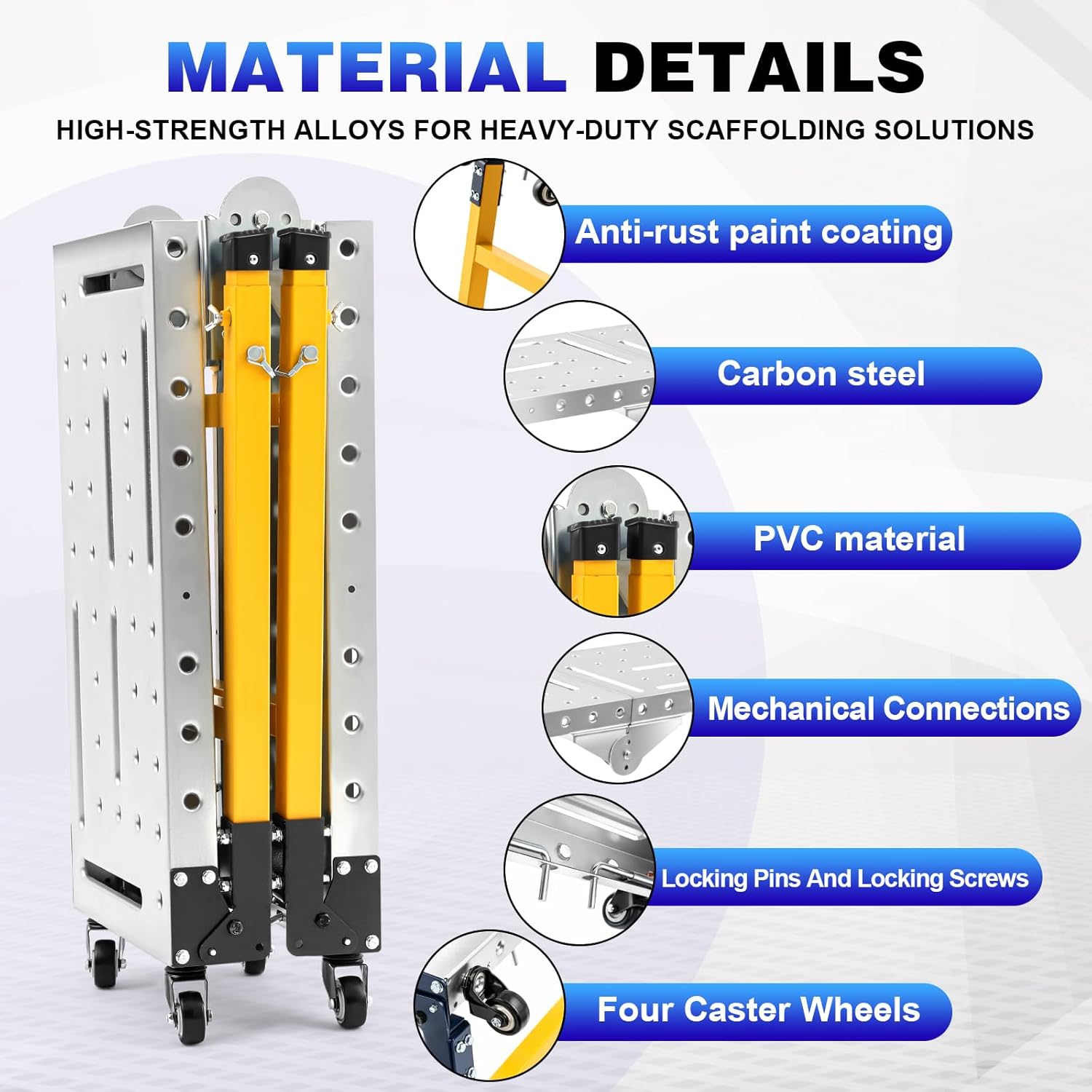 Gisafai Steel Welding Table Heavy-Duty Portable Work Platform with Casters 1100 Lbs Load Capacity Adjustable Height 55 x 14 Inch Galvanized Top Table Versatile Folding Bench