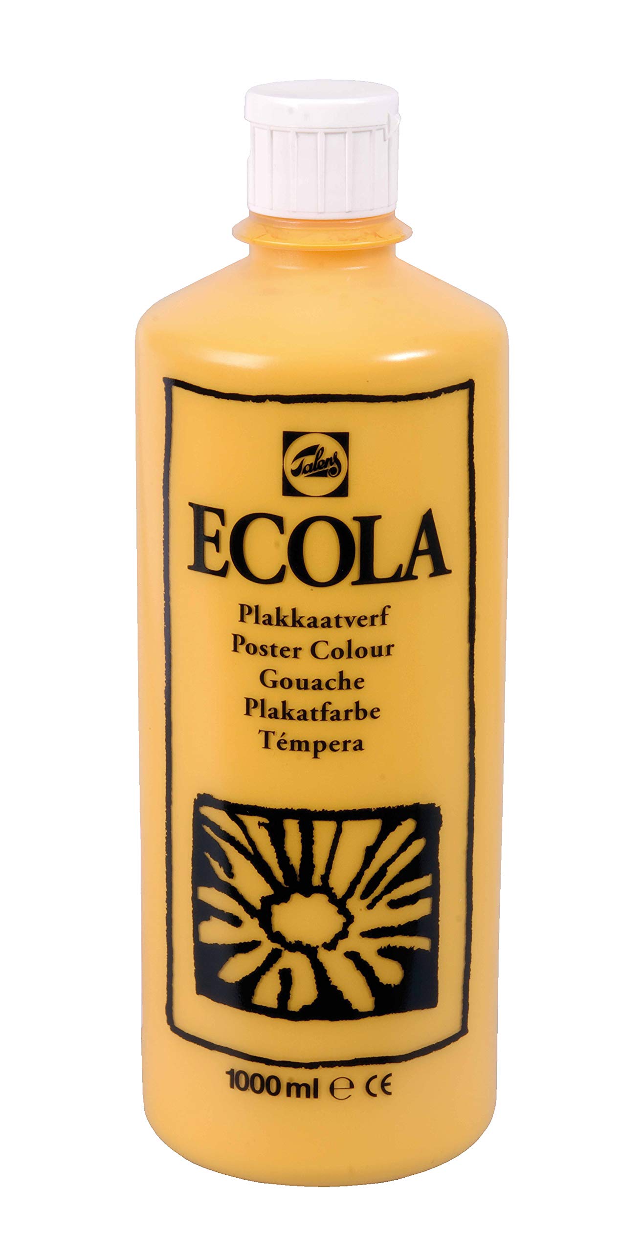 Ecola Poster Colour - 1000 ml Deep Yellow 202 - Intense Opaque Paint - Easy Clean Water-Based - European Toy Safe - Economical Use