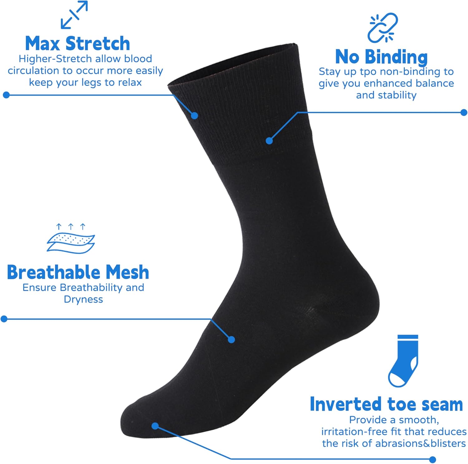 Forcool Non-Binding Cushion Crew Cotton Diabetic Socks for Men and Women, M/L/XL, 3/6 Pairs - Image 4