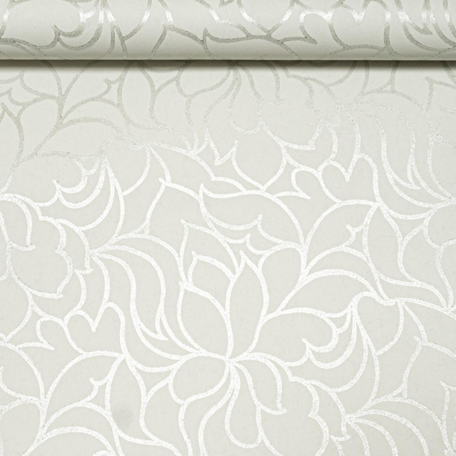 Sophie Laurence Pale Mint Green Silver Pale Mint Green Floral Wallpaper Silver Glitter Shimmer Geometric Pattern Vinyl