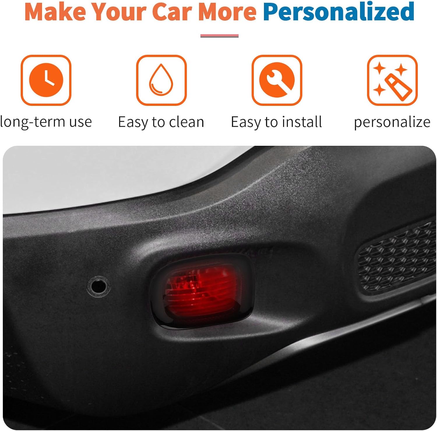 JeCar Smoked Rear Fog Light Cover for 2015-2018 Jeep Renegade - ABS Fog Lamp Overlay Trim Protector, Back Fog Light Decoration Accessories