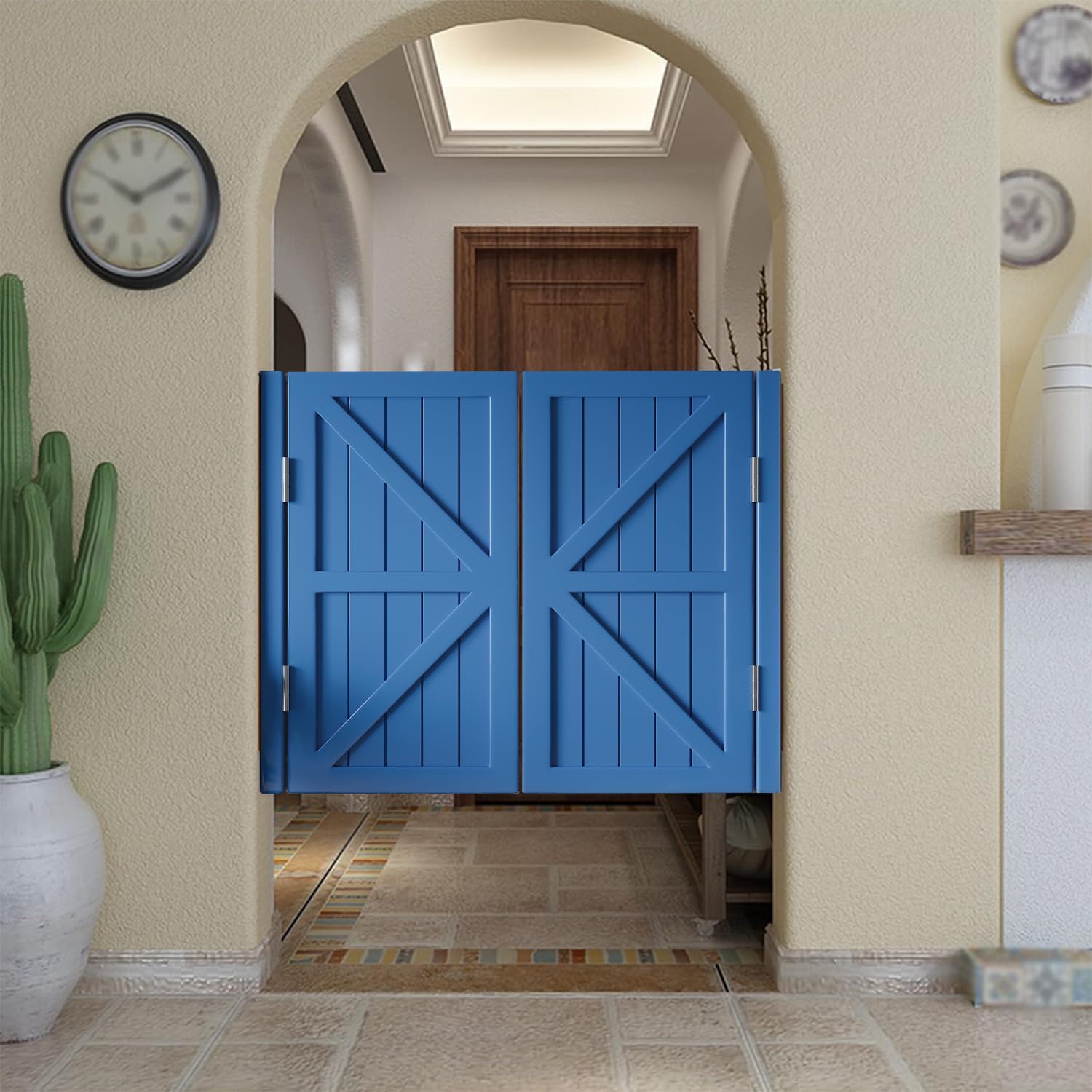 Solid Wood Swinging Cafe Doors - Elegant Half-Waist Saloon Doors for Kitchen, Bar, and Restaurant Entrances(Dark Blue,70x70cm)