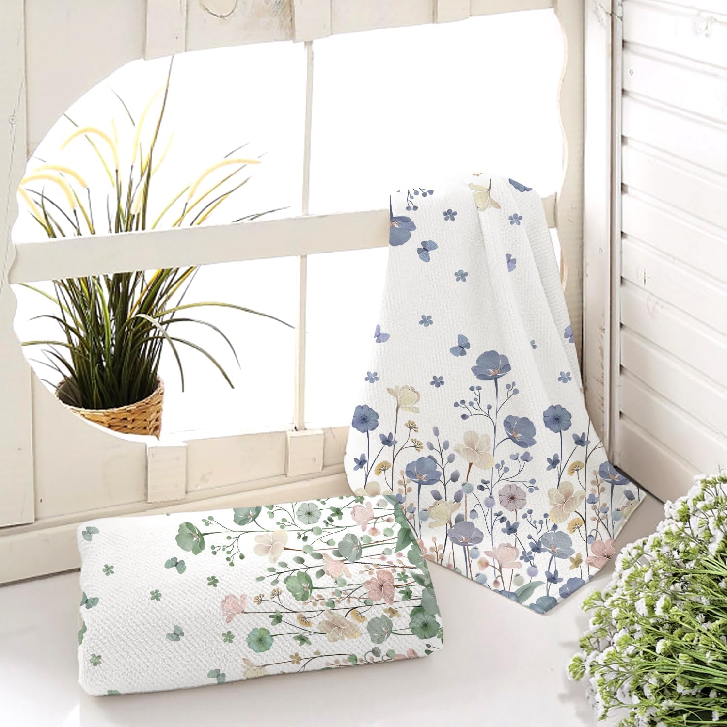 Wildflower Hand Towels Set of 2,Summer Flowers Bath Hand Towels for Bathroom Decorative Soft Absorbent Face Towels for Bathroom Spring Home Hotel Gym Spa Yoga Kitchen 18"x26" - Image 7