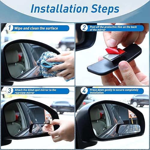 Miniatura 5 de Tallew 4 piezas de espejo de punto ciego para coche, espejo retrovisor lateral convexo, punto ciego, rectangular, accesorios para visión trasera con
