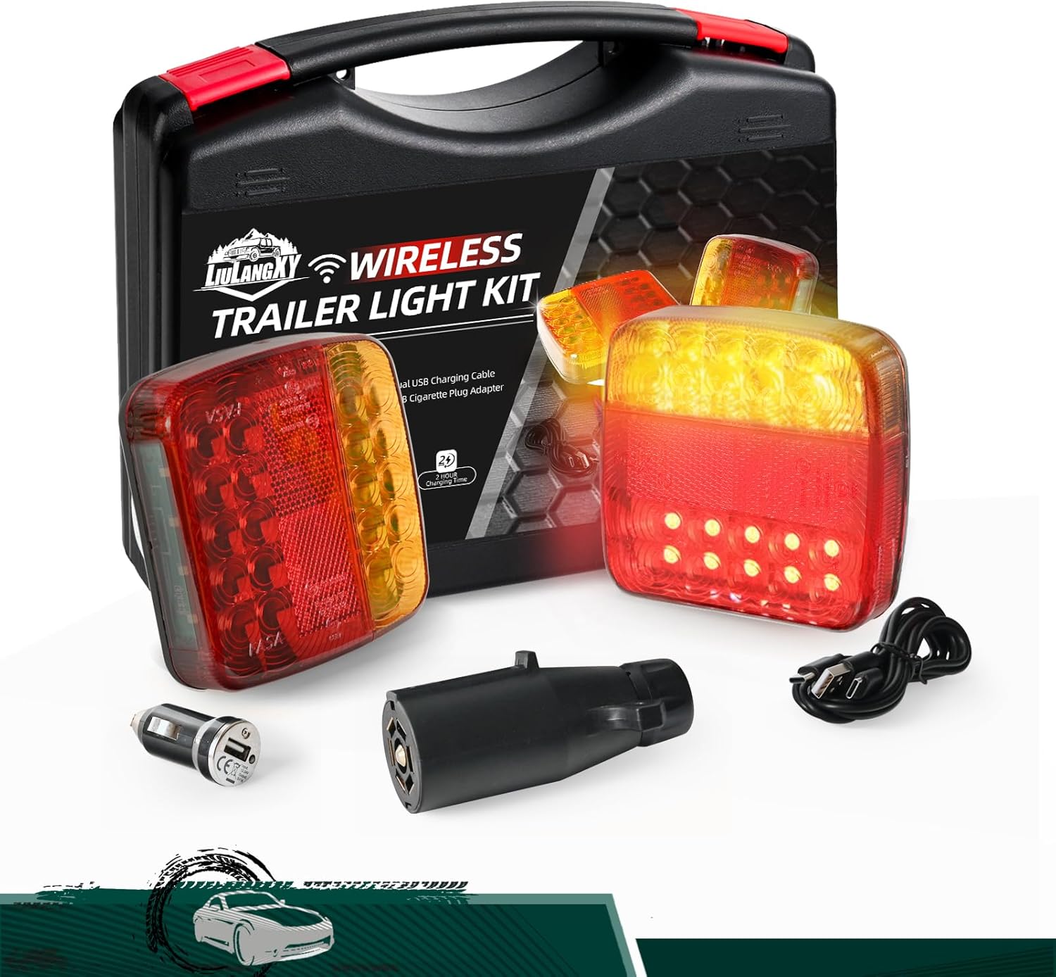 2025 Upgrade Wireless Trailer Lights Magnetic LED Rechargeable and Portable Tow Lights Kit for Trucks, RVs, Campers, Boats, Caravans, and Wreckers
